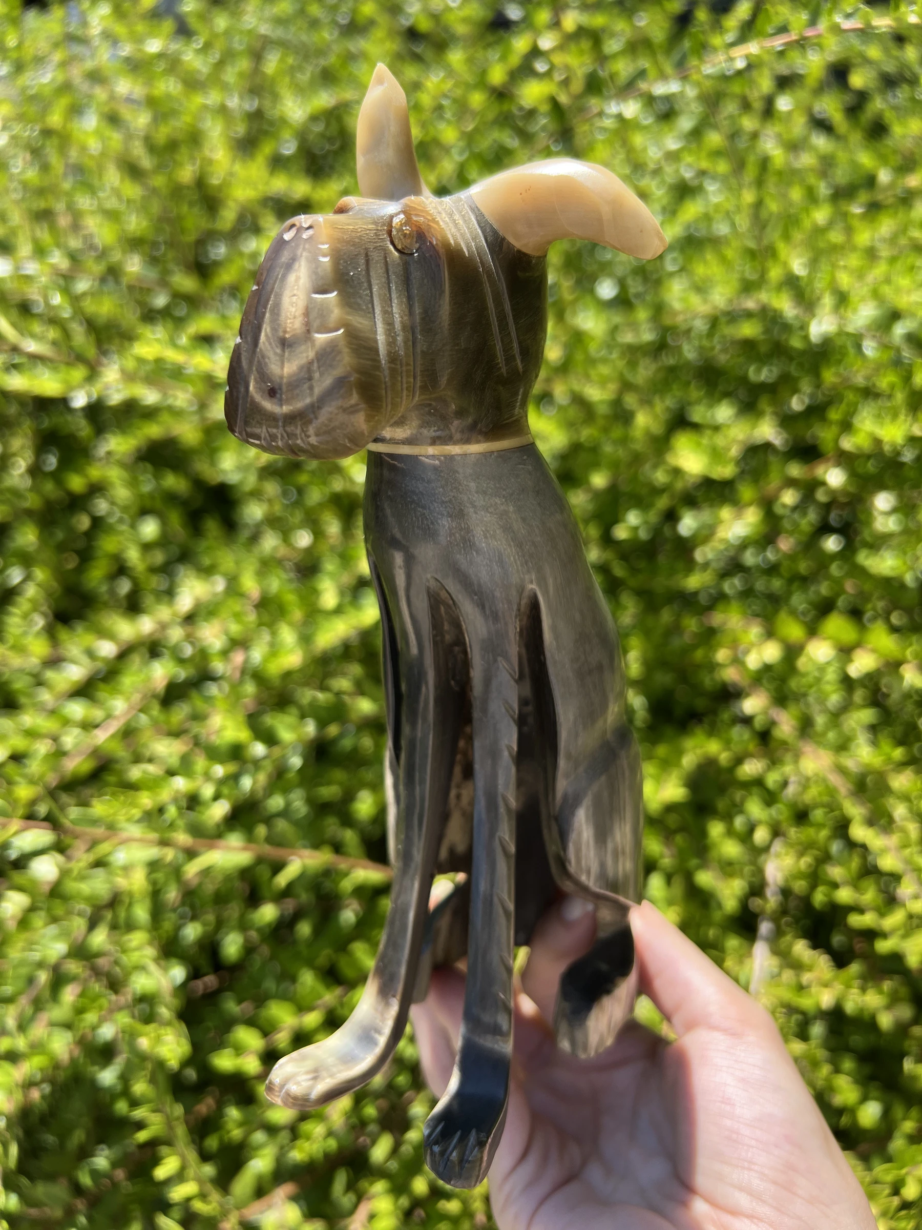 🐶 Statue chien sculptée 19,5 cm objet déco effet marbré vintage